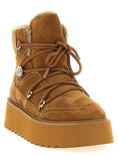 PINKO Brown Cowhide Flat Boots