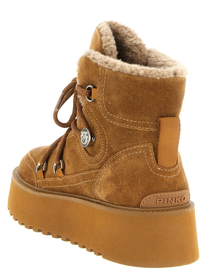 PINKO Brown Cowhide Flat Boots