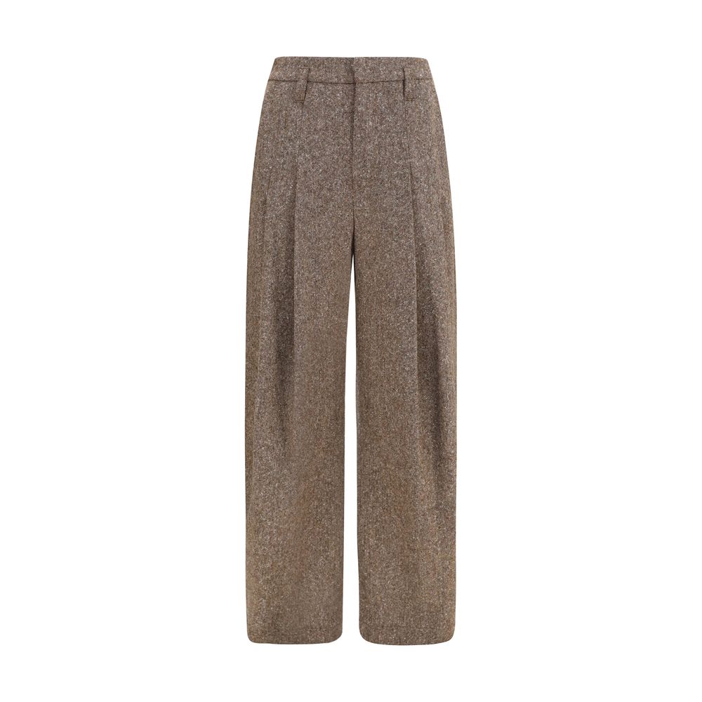 Brunello Cucinelli Brown Wool Oves Aries Casual Pants