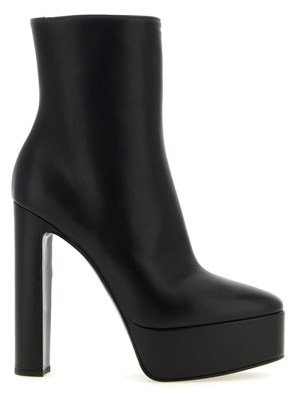 LE SILLA Black Lamb Leather Ankle Boots