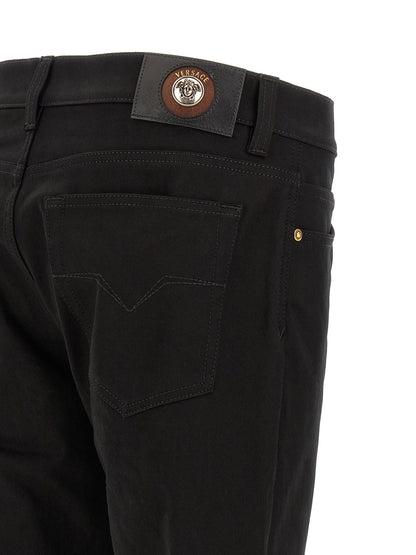 Versace Black Cotton Straight-Leg Jeans