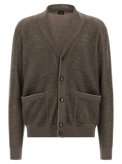 Brioni Brown Cashmere Cardigan