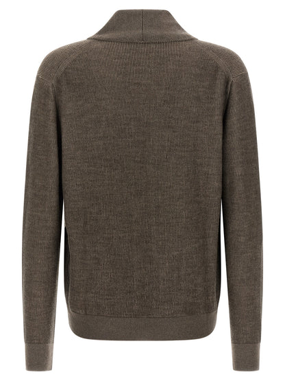 Brioni Brown Cashmere Cardigan