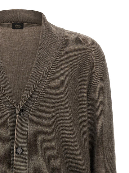 Brioni Brown Cashmere Cardigan