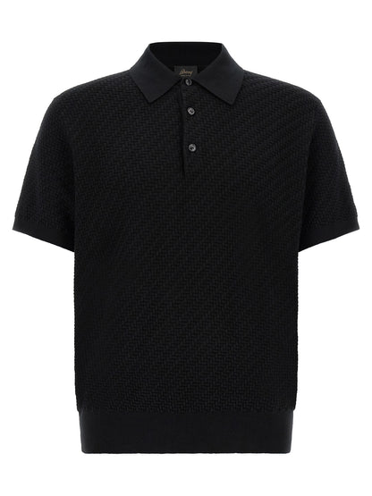 Brioni Black Cotton Polo Shirt