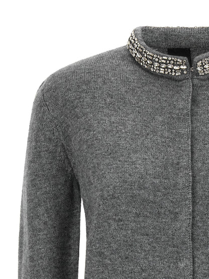 PINKO Gray Wool Cardigan