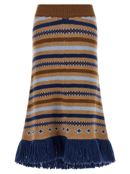 Alanui Multicolor Virgin Wool Midi Skirt