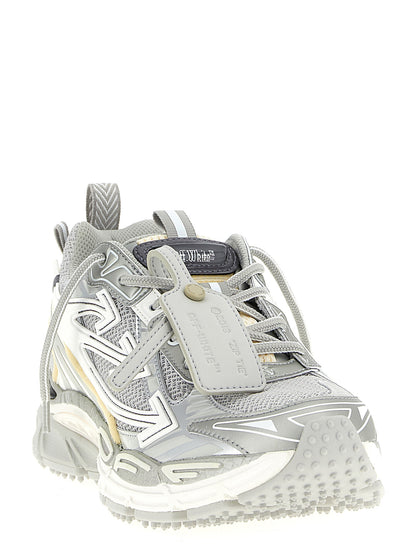 Off-White Silver Polyester Athletic Sneakers