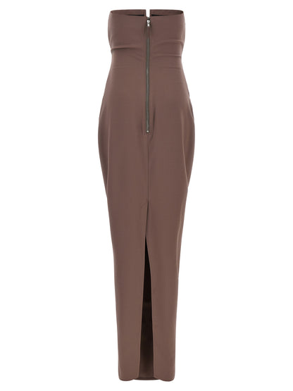 Rick Owens Brown Wool Long Dress