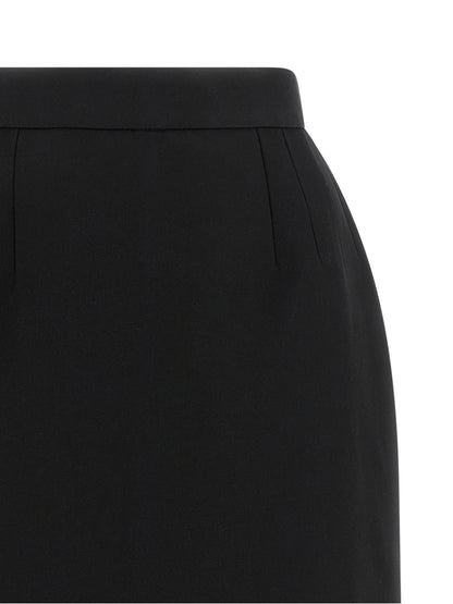 Versace Black Virgin Wool Long Skirt