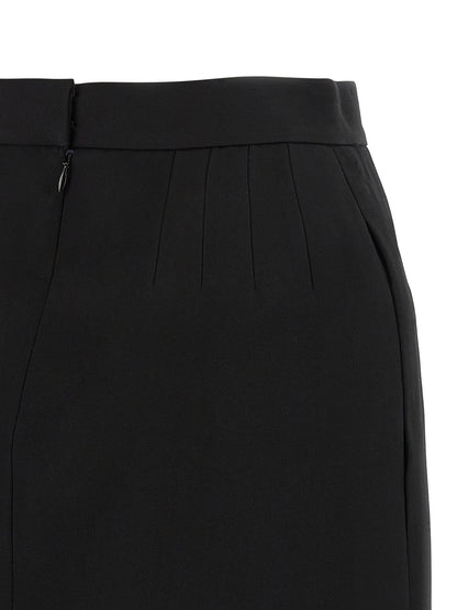 Versace Black Virgin Wool Long Skirt