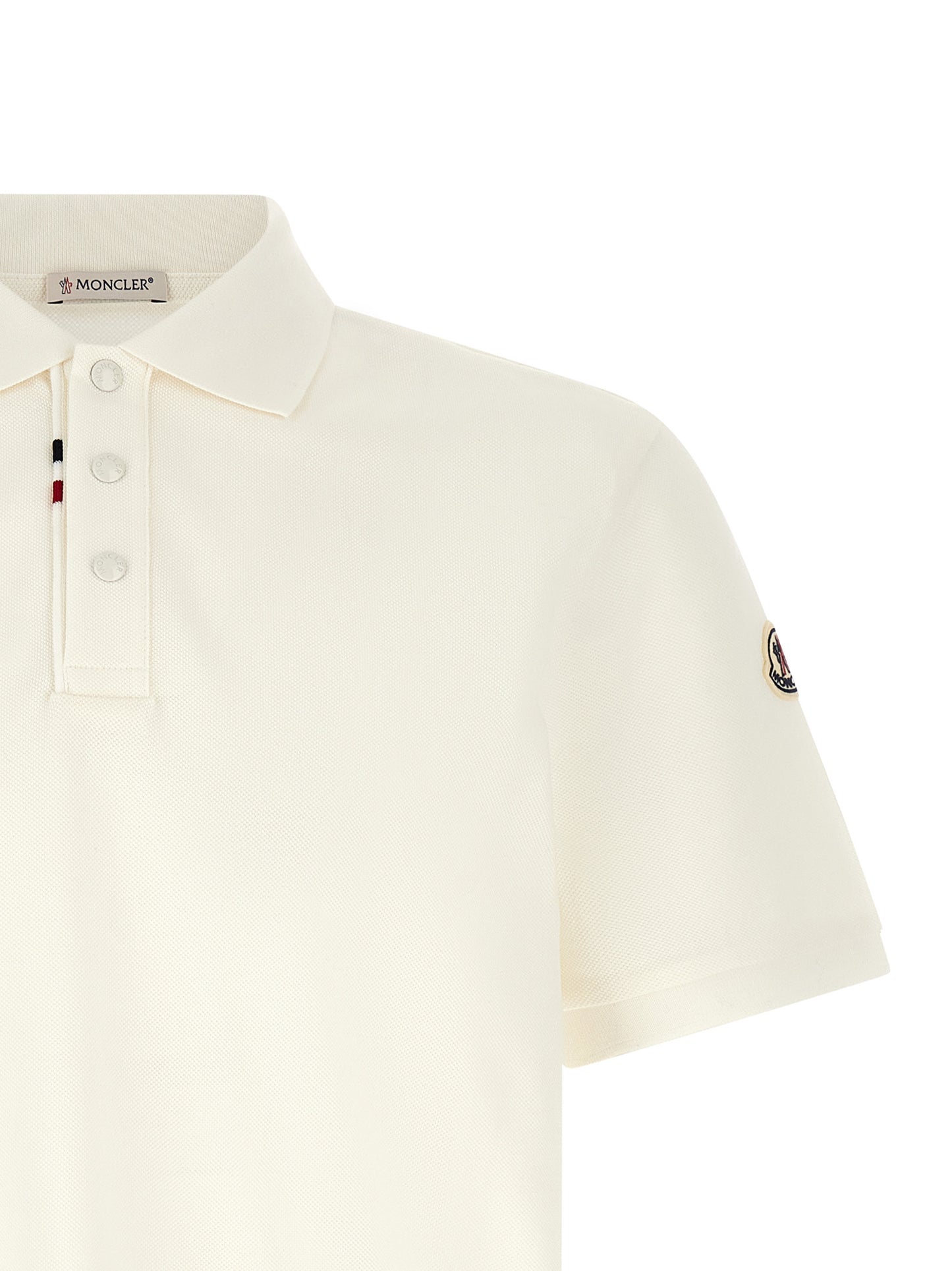Moncler White Cotton Polo Shirt