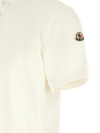Moncler White Cotton Polo Shirt