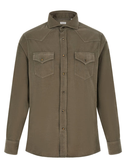 Brunello Cucinelli Bicolor Cotton Blouse