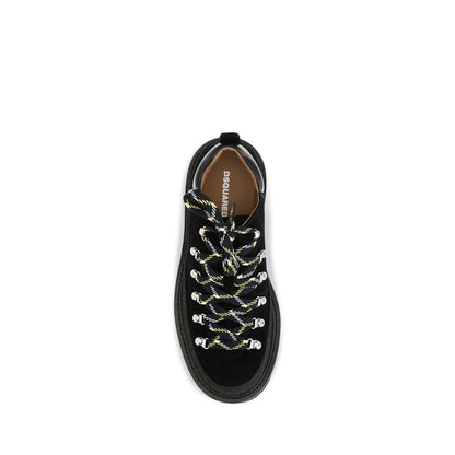 Dsquared² Black Calf Leather Bos Taurus Athletic Sneakers