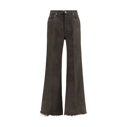 Rick Owens Bicolor Cotton Flared Jeans