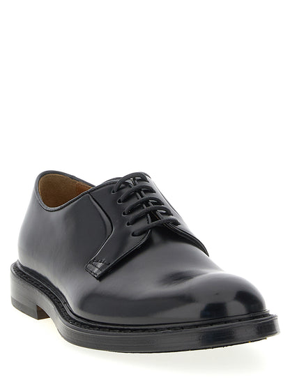 Doucal's Black Calfskin Oxfords And Derbies