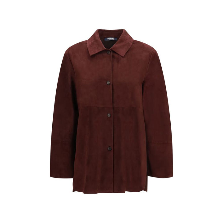 'S Max Mara Bordeaux Lamb Ovis Aries Leather Jacket