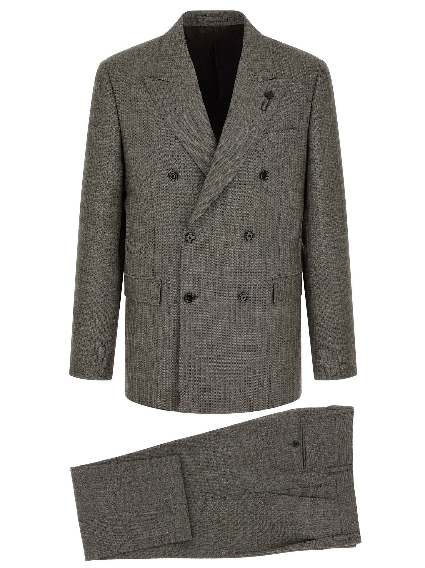 Lardini Gray Virgin Wool Two-Piece Suit