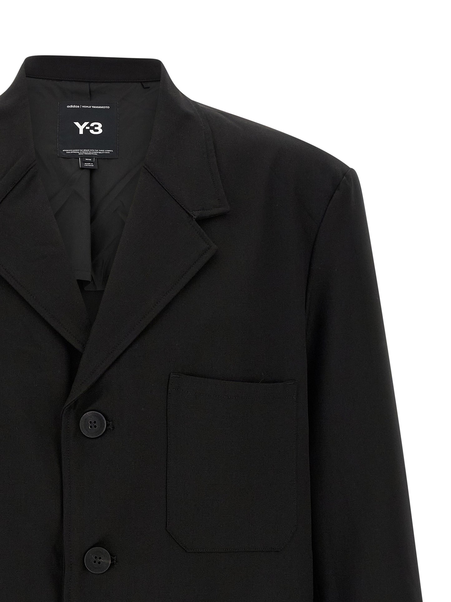 Y-3 Black Wool Full-Length Jacket