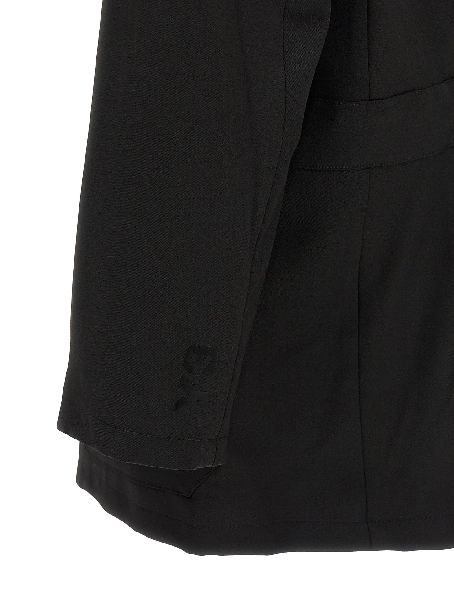 Y-3 Black Wool Full-Length Jacket