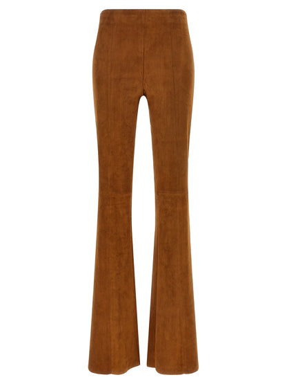STOULS Brown Lamb Leather Flared Pants