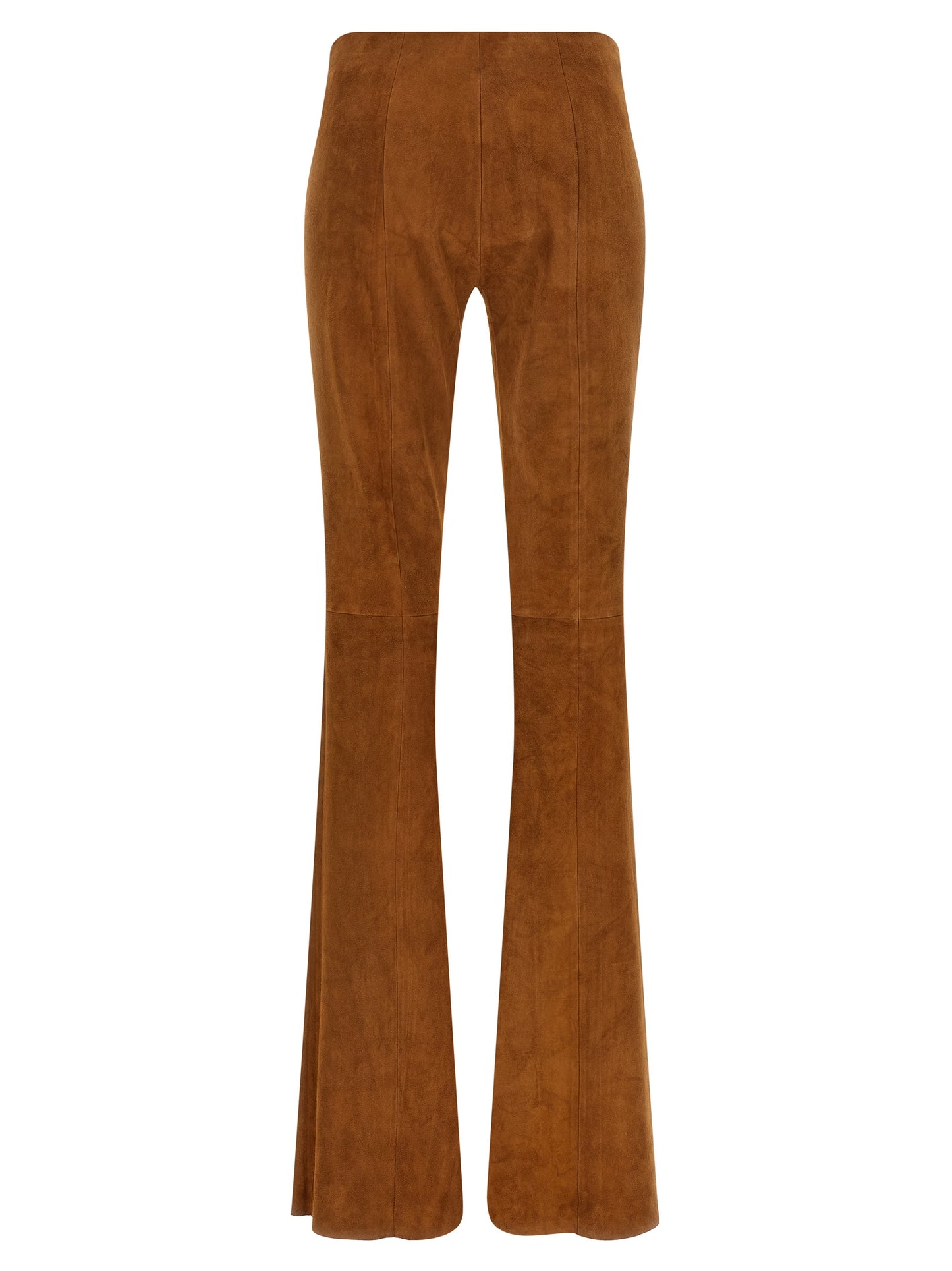 STOULS Brown Lamb Leather Flared Pants