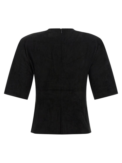 STOULS Black Lamb Leather T-Shirt