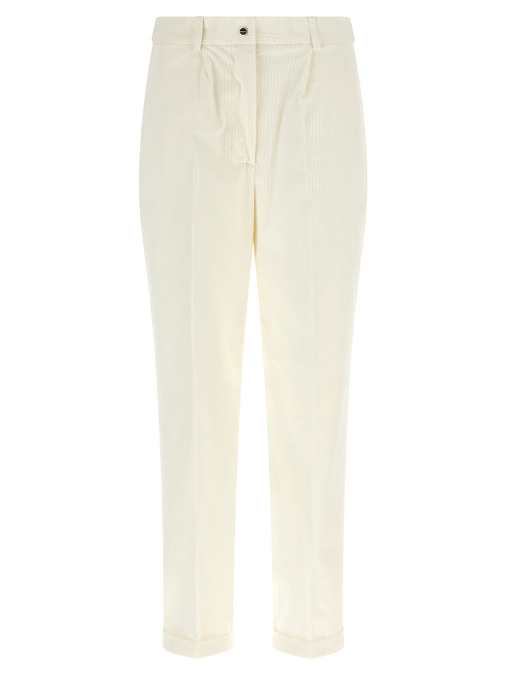 Kiton White Cotton Casual Pants