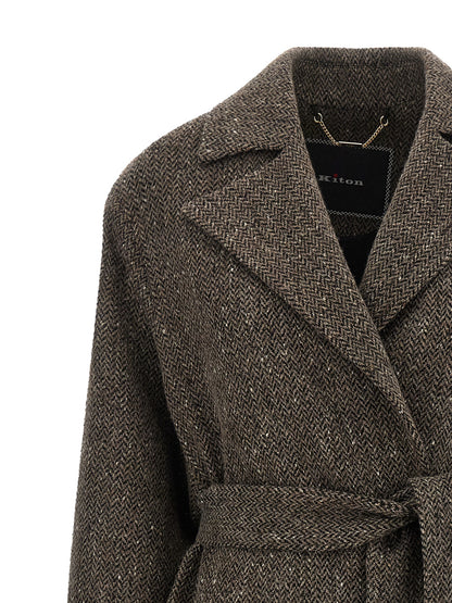Kiton Brown Virgin Wool Coat