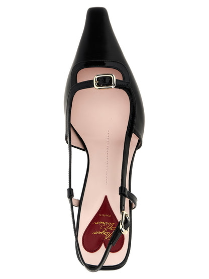 Roger Vivier Black Calfskin Mid Heel Pumps