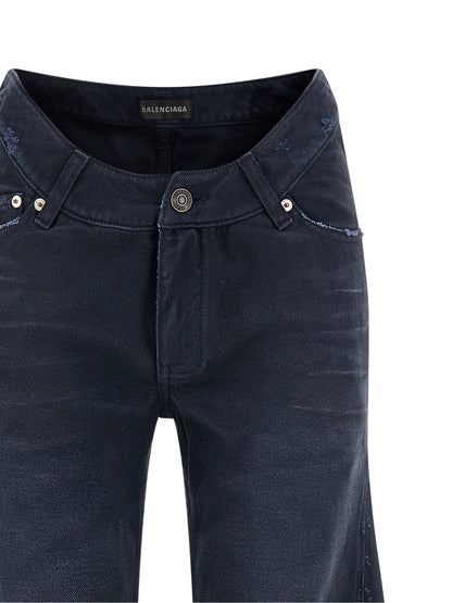 Balenciaga Blue Cotton Flared Jeans