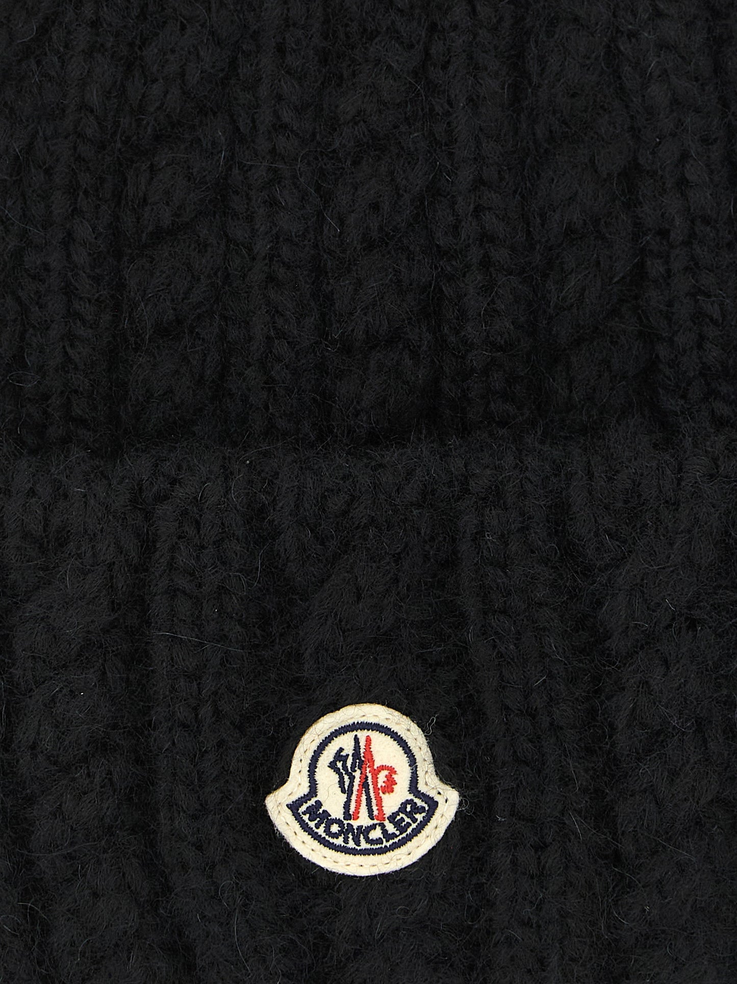 Moncler Black Alpaca Leather Beanie