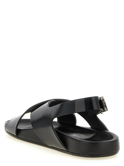 Saint Laurent Black Calfskin Flat Sandals