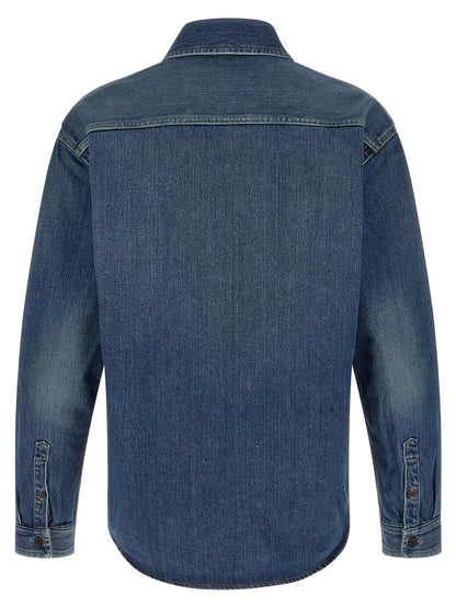 Saint Laurent Blue Cotton Blouse