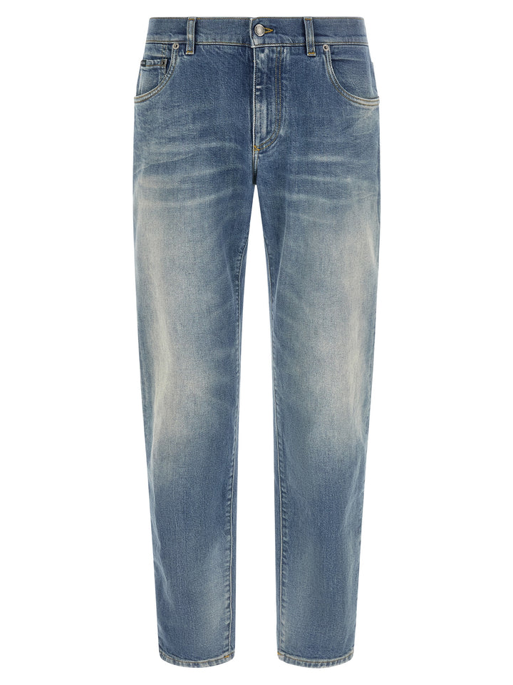 Dolce & Gabbana Blue Cotton Straight-Leg Jeans