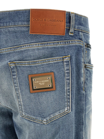 Dolce & Gabbana Blue Cotton Straight-Leg Jeans