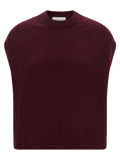 BE YOU Bordeaux Cashmere Sleeveless Jacket