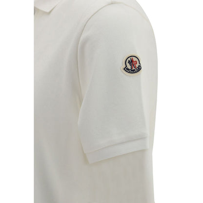 Moncler White Cotton Polo Shirt