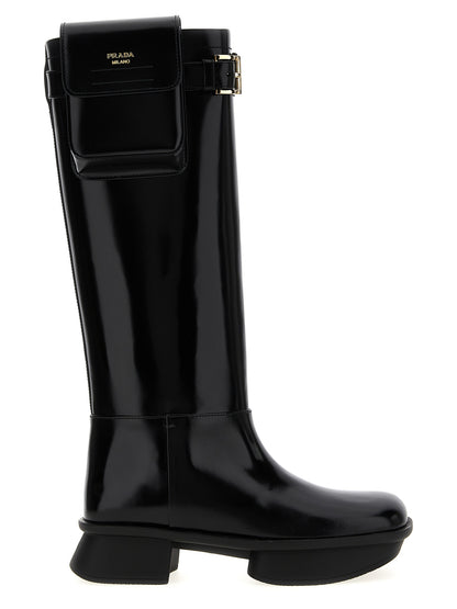Prada Black Calfskin Over The Knee