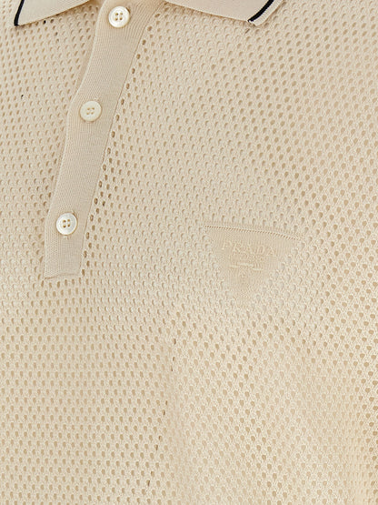 Prada White Silk Polo Shirt