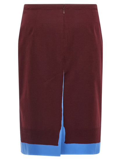 Miu Miu Bordeaux Virgin Wool Midi Skirt