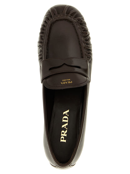 Prada Brown Buffalo Leather Slip-On Loafers