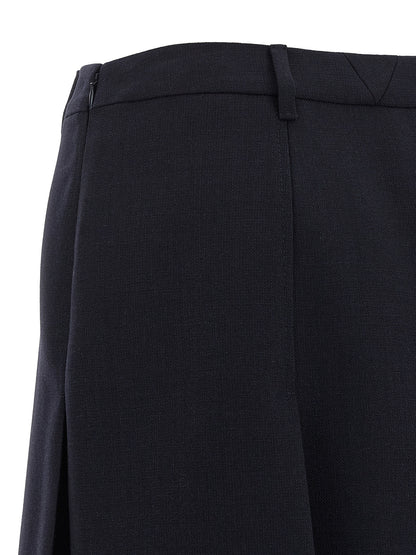 Prada Blue Virgin Wool Midi Skirt