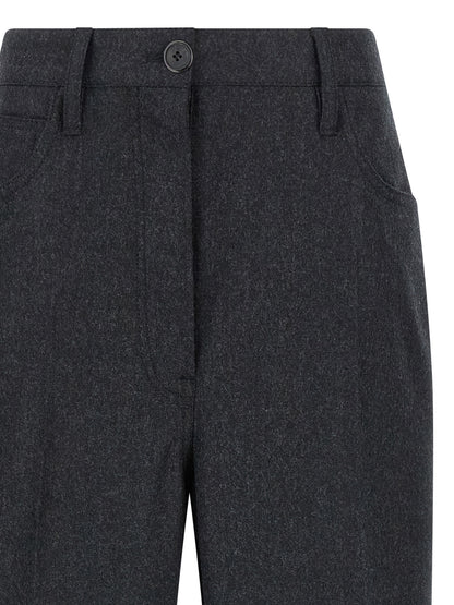 Prada Gray Virgin Wool Casual Pants