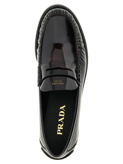Prada Bordeaux Calfskin Slip-On Loafers