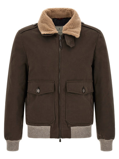 Brunello Cucinelli Brown Cotton Bomber