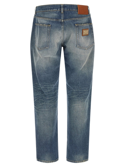 Dolce & Gabbana Blue Cotton Relaxed Fit Jeans