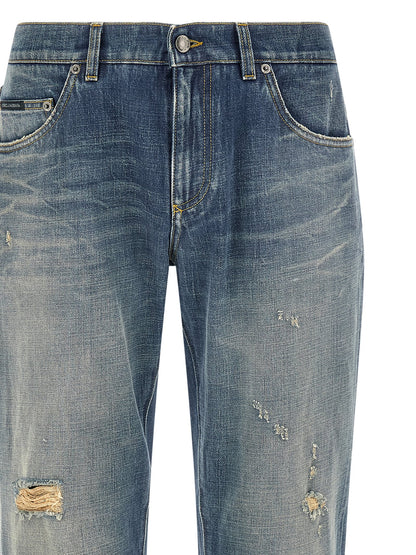 Dolce & Gabbana Blue Cotton Relaxed Fit Jeans