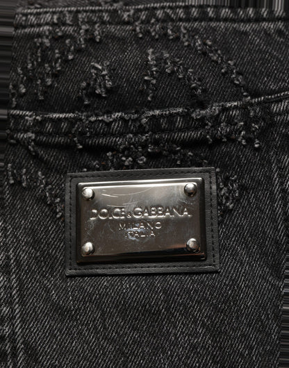 Dolce & Gabbana Dark Gray Cotton WideLeg Oversize Denim Jeans